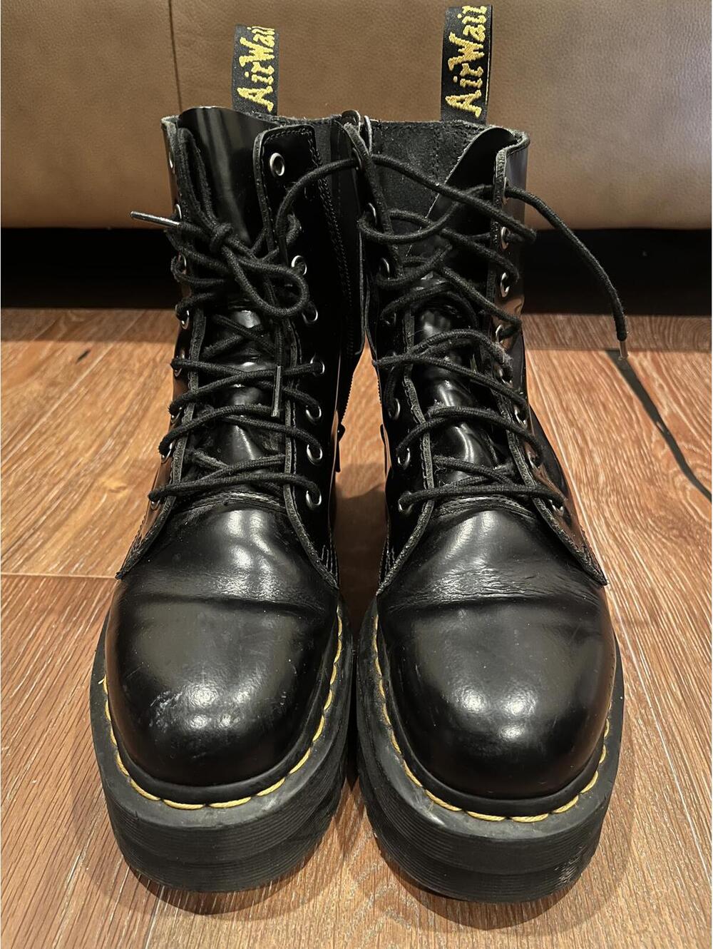 Dr. Martens Black Leather Lace-Up Platform Boots size 39